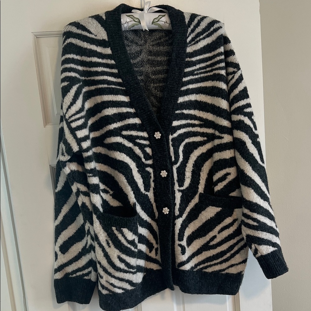 Zara Black and White Zebra Cardigan